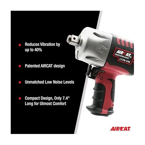  AIRCAT Pneumatic Tools 1778-VXL 3/4-Inch Vibrotherm Drive Composite Impact Wrench : Ergonomic Impact Wrench : Compact & Low Weight Pneumatic Power Tool