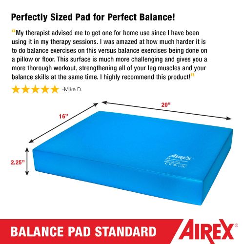  Airex Balance Pad Foam Board Stability Cushion Exercise Trainer for Balance, Stretching, Physical Therapy, Mobility, Rehabilitation and Core Strength Training 16 x 20 x 2.5, Blue