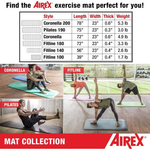  AIREX Pilates 190 Exercise Mat Pilates for Yoga, Physical Therapy, Rehabilitation, Balance & Stability Exercises