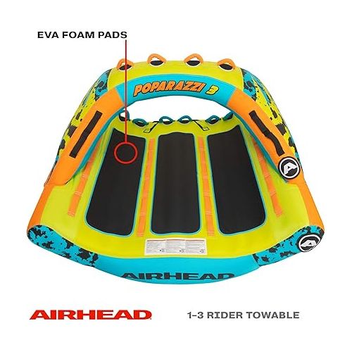  AIRHEAD Poparazzi, 1-3 Rider Towable Tube for Boating, Multiple Size Options Available