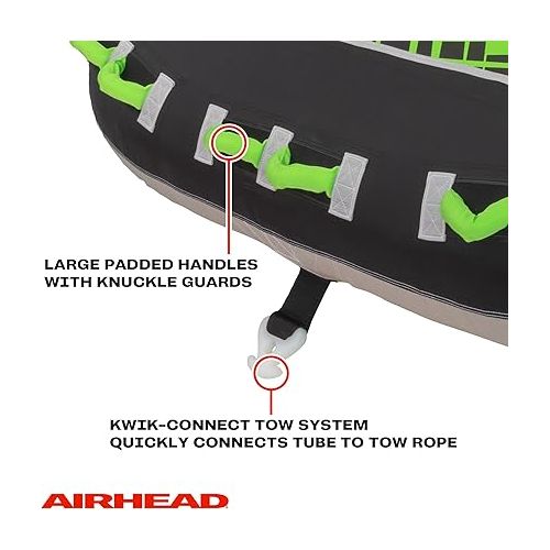  Airhead G-Force Inflatable Towable Tube | 2-4 Rider Models | Dual Tow Points | Full Nylon Cover | Kwik-Connect | Patented Speed Valve | Boat Tubes and Towables