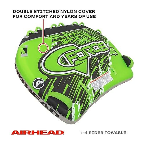  Airhead G-Force Inflatable Towable Tube | 2-4 Rider Models | Dual Tow Points | Full Nylon Cover | Kwik-Connect | Patented Speed Valve | Boat Tubes and Towables