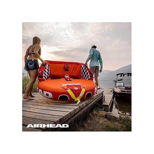  Airhead Big Mable Towable 1-2 Rider Tube for Boating and Water Sports, Heavy Duty Full Nylon Cover with Zipper, EVA Foam Pads, Patented Speed Safety Valve for Inflating & Deflating, Dual Tow Points