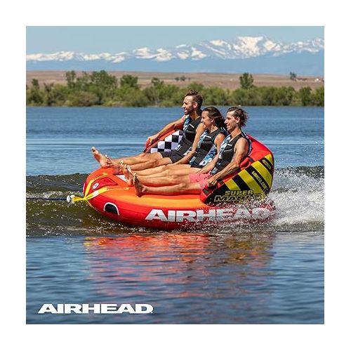  AIRHEAD Mable Inflatable Towable Tube | 1-4 Rider Models | Dual Tow Points | Full Nylon Cover | EVA Foam Pads | Patented Speed Valve | Boat Tubes and Towables