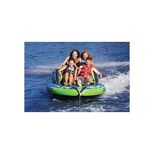  Airhead Switchback Towable 1-4 Rider Tube for Boating and Water Sports, Double-Stitched Full Nylon Cover and Patented Speed Safety Valve for Easy Inflating & Deflating