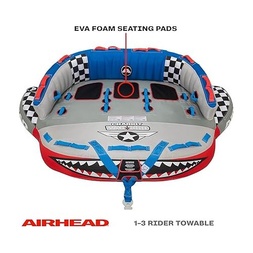  Airhead Chariot Warbird, 1-3 Rider Towable Tube for Boating, Multiple Size Options Available