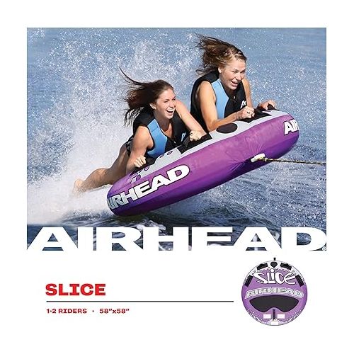  Airhead Slice | 1-2 Rider Towable Tube for Boating, Purple and Black (AHSL-4W)