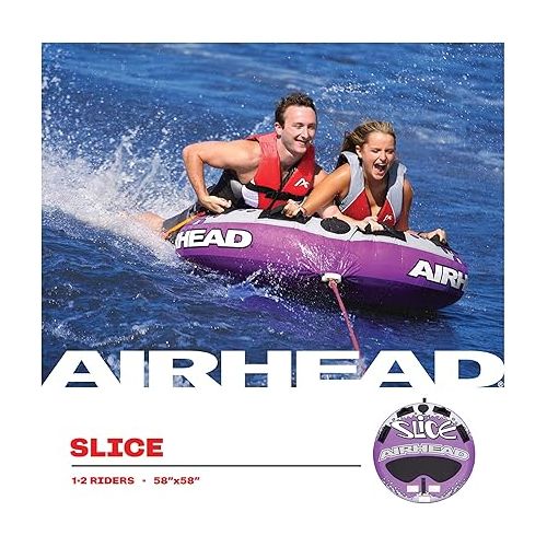  Airhead Slice | 1-2 Rider Towable Tube for Boating, Purple and Black (AHSL-4W)