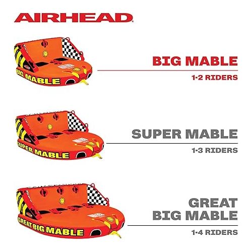  Airhead Big Mable and Booster Ball Combo, 1-2 Rider Towable Tube for Boating