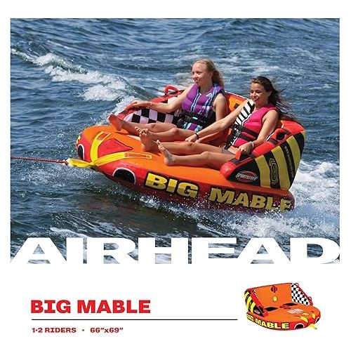  Airhead Big Mable and Booster Ball Combo, 1-2 Rider Towable Tube for Boating