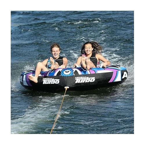  Airhead Turbo 2 | 2 Rider Towable Tube for Boating, Red/Black, Model:AHTB-12