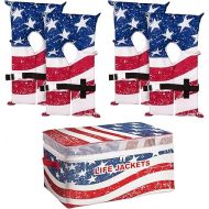 Airhead Adult Type II Keyhole Life Jacket, 4-Pack, Stars and Stripes, Coast Guard Approved