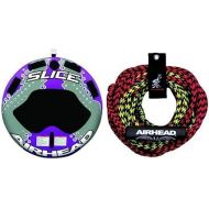 AIRHEAD AHSL-4W Slice 2 Person Towable Tube and AIRHEAD AHTR-22 Tube Rope 2 Section with Float, 2 Rider Bundle