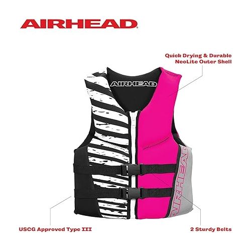  Airhead Wicked Kwik-Dry NeoLite Flex Life Jacket, Youth and Women's, US Coast Guard Approved