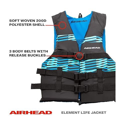  Airhead Element Life Jacket | Open Sided PFD | Sizes for Child, Youth and Adult Available