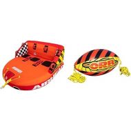 AIRHEAD Super Mable, 1-3 Rider Towable Tube for Boating & Orb, Towable Tube Rope Performance Ball, Orange/Yellow