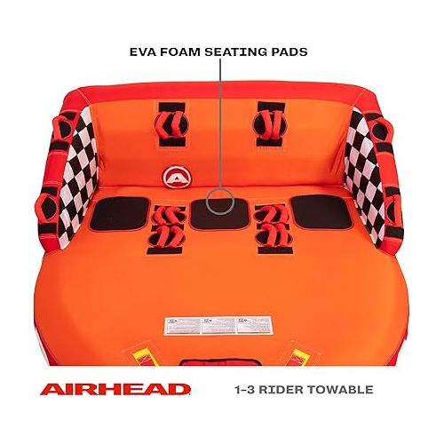  AIRHEAD Super Mable, 1-3 Rider Towable Tube for Boating & Orb, Towable Tube Rope Performance Ball, Orange/Yellow