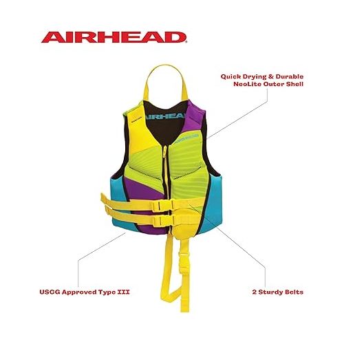  Airhead GNAR Child and Infant Kwik-Dry Neolite Flex Life Jacket, US Coast Guard Approved