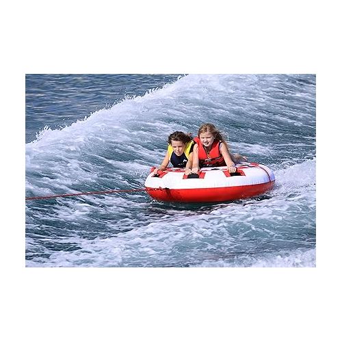  Airhead Hot Shot Towable 1-2 Rider Tube for Boating and Water Sports, Double-Stitched Full Nylon Cover & Speed Safety Valve for Easy Inflating & Deflating