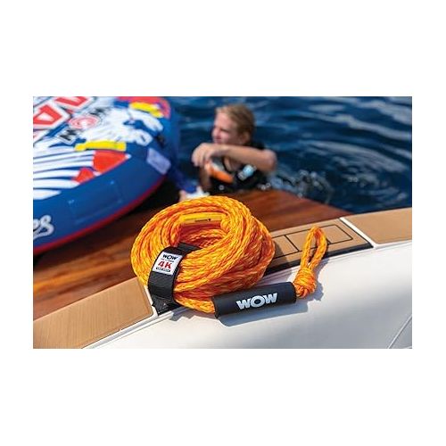  Airhead Great Big Mable, 1-4 Rider Towable Tube for Boating & Wow World of Watersports 4k 60 ft. Tow Rope with Floating Foam Buoy 1 2 3 or 4 Person Tow Rope for Boating, 11-3010