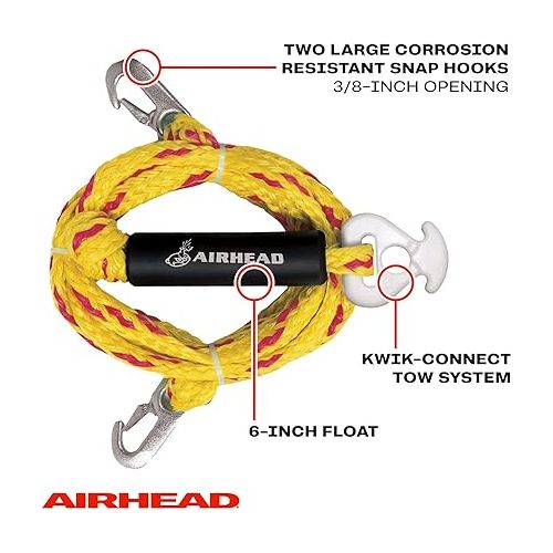  Airhead Rebel Towable Kit 1 Rider Tube with Rope and Pump, Kwik-Connect Tow, Double-Stitched Full Nylon Cover & Speed Safety Valve for Easy Inflating & Deflating