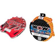 AirHead G-Force 3 Towable 1-3 Rider Tube,Red & Wow World of Watersports 4k 60 ft. Tow Rope with Floating Foam Buoy 1 2 3 or 4 Person Tow Rope for Boating, 11-3010