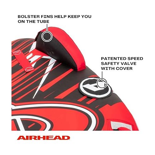  AirHead G-Force 3 Towable 1-3 Rider Tube,Red & Wow World of Watersports 4k 60 ft. Tow Rope with Floating Foam Buoy 1 2 3 or 4 Person Tow Rope for Boating, 11-3010