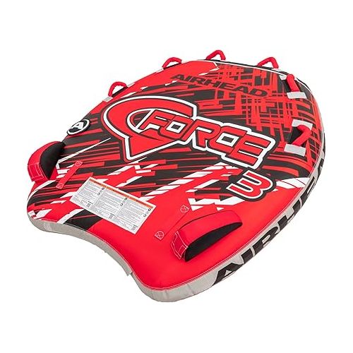  AirHead G-Force 3 Towable 1-3 Rider Tube,Red & Wow World of Watersports 4k 60 ft. Tow Rope with Floating Foam Buoy 1 2 3 or 4 Person Tow Rope for Boating, 11-3010