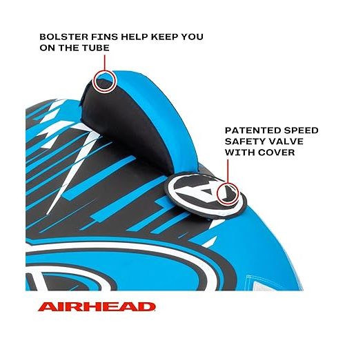  Airhead G-Force 2, 1-2 Rider Towable Tube + Airhead Reflective Tow Rope for Towable Tubes, 60-Feet