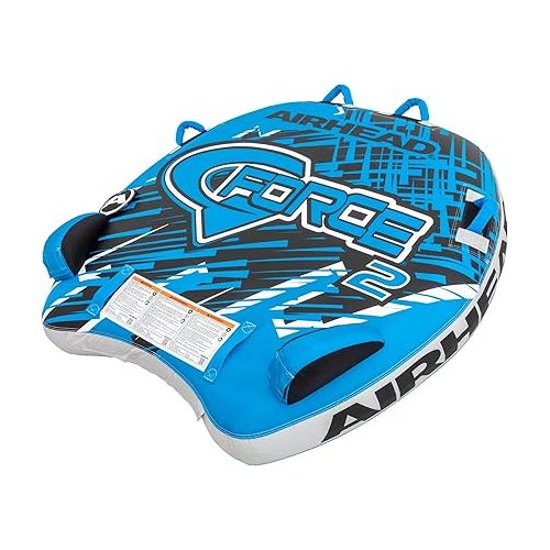  Airhead G-Force 2, 1-2 Rider Towable Tube + Airhead Reflective Tow Rope for Towable Tubes, 60-Feet