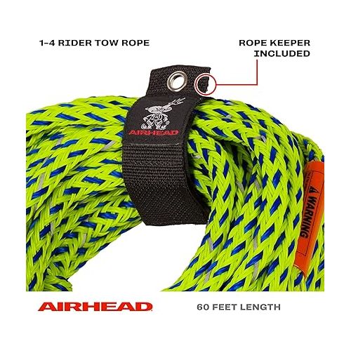  Airhead G-Force 2, 1-2 Rider Towable Tube + Airhead Reflective Tow Rope for Towable Tubes, 60-Feet