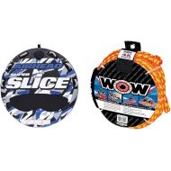 Airhead Super Slice, 1-3 Rider Towable Tube for Boating & Wow World of Watersports 4k 60 ft. Tow Rope with Floating Foam Buoy 1 2 3 or 4 Person Tow Rope for Boating, 11-3010