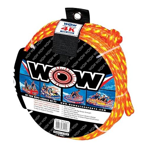  Airhead Super Slice, 1-3 Rider Towable Tube for Boating & Wow World of Watersports 4k 60 ft. Tow Rope with Floating Foam Buoy 1 2 3 or 4 Person Tow Rope for Boating, 11-3010