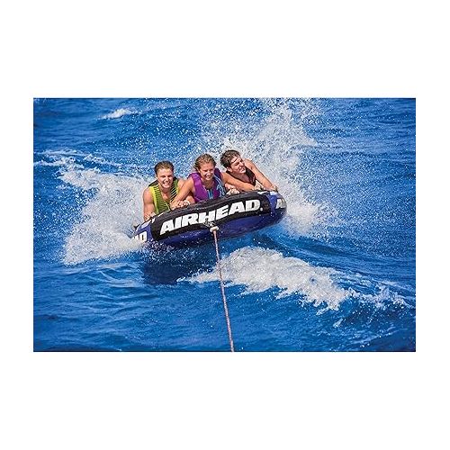  Airhead Super Slice, 1-3 Rider Towable Tube for Boating & Wow World of Watersports 4k 60 ft. Tow Rope with Floating Foam Buoy 1 2 3 or 4 Person Tow Rope for Boating, 11-3010