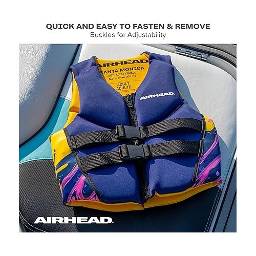  Airhead Santa Monica Life Vest Multiple Sizes - Swim Vests for Adults, Children & Youth - Kwik Dry Neolite Fabric - USCG Approved