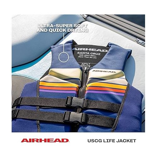  Airhead Santa Cruz Life Vest Multiple Sizes - Swim Vests for Adults, Children & Youth - Kwik Dry Neolite Fabric - USCG Approved