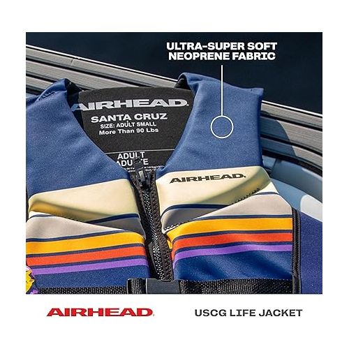  Airhead Santa Cruz Life Vest Multiple Sizes - Swim Vests for Adults, Children & Youth - Kwik Dry Neolite Fabric - USCG Approved