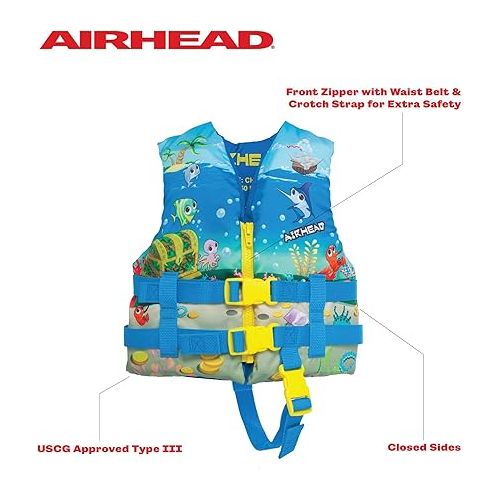  Airhead Treasure Infant and Child Life Vest, USCG Approved Infant 0-30lbs, Child 30-50lbs