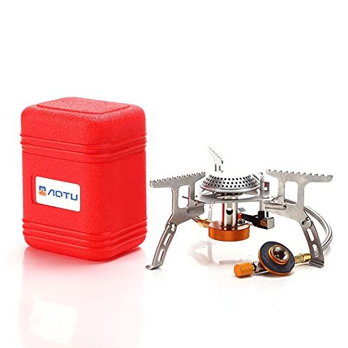  AIROKA AOTU 3500W Mini Outdoor Gas Stove Foldable Camping Gas Burner with Piezo Ignition Wind Resistance Backpacking Stove Comes with Plastic Box Perfect for Outdoor Camping Hiking