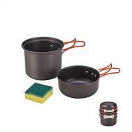 AIROKA Bulin Camping Cookware Mess Kit Aluminum Non Stick Pot Pan Lightweight Foldable Handle Cooking Set for Outdoor Camping Backpacking Hiking and Picnic