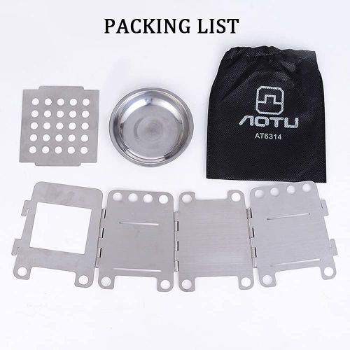  AOTU AirOka Foldable Camping Stove Stainless Steel Stove Outdoor Activities Wood Burning Stove for Outdoor Camping Cooking Hiking Hunting Picnic BBQ Survival Packs Emergency Prepar