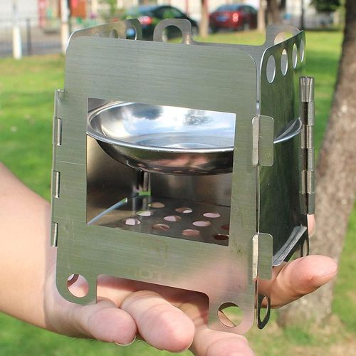  AOTU AirOka Foldable Camping Stove Stainless Steel Stove Outdoor Activities Wood Burning Stove for Outdoor Camping Cooking Hiking Hunting Picnic BBQ Survival Packs Emergency Prepar