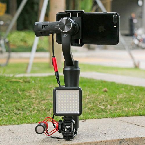 AIROKA 3 in 1 Triple Hot Shoe Mounts Plate Microphone Stabilizer Extension Rod LED Video Light Stand Bracket for DJI OSMO Mobile 2/Zhiyun Smooth 4/Other Photography Equipment Ulanz