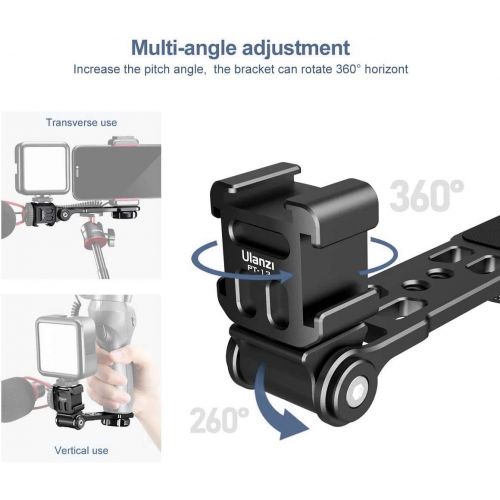  AIROKA Camera Bracket Tripod Cold Shoe Mount for Mic & LED Light w 1/4 inch Adapter Compatible with DJI Osmo Mobile 3/4 Zhiyun Smooth 4/Q Feiyutech Gimbal