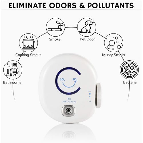  Airthereal B50 Mini Ozone Generator Air Purifier- Removes Odors and Sterilizes Air in Small Spaces Up To 320 Sq Ft - Plug in Mini Air Ionizer, Adjustable Ozone Output of 10-50 mg/h