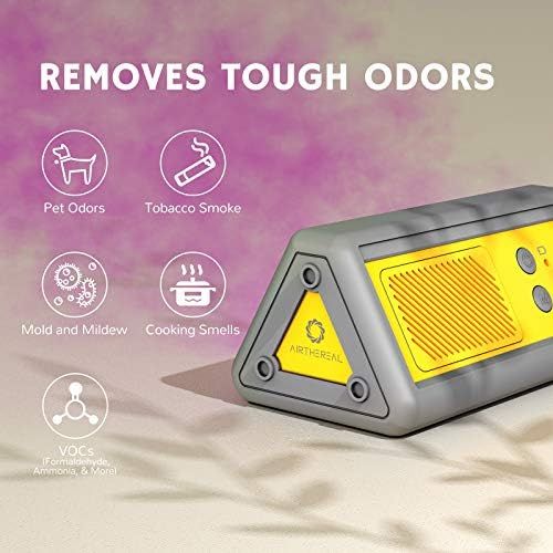  Airthereal PA1K-GO 1,000mg/h Portable Ozone Generator - Cordless Battery Powered Odor Eliminator for Car, Hotel Rooms, Offices, Bathrooms, and Small Spaces(Yellow)