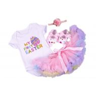 AISHIONY 4PCS Baby Girl Newborn My 1st Easter Egg Tutu Onesie Outfit Skirt Dress