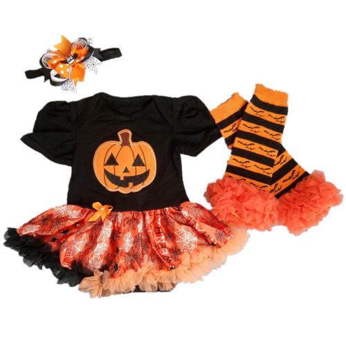  AISHIONY Baby Girl 1st Halloween Tutu Outfit Newborn Princess Party Dress 4PCs