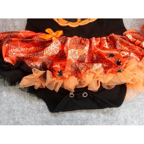  AISHIONY Baby Girl 1st Halloween Tutu Outfit Newborn Princess Party Dress 4PCs