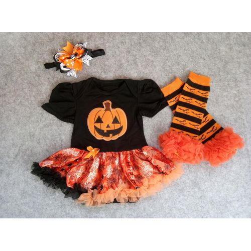  AISHIONY Baby Girl 1st Halloween Tutu Outfit Newborn Princess Party Dress 4PCs